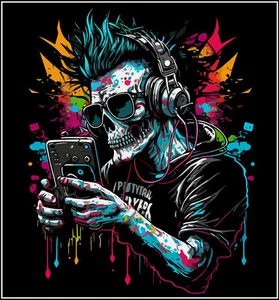 XXL Patch Plancha Lámina de transferencia Aplicación DTF Lámina Calavera Música - Imagen 1 de 1