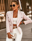 Double Breasted Blazer With Silver Buttons Formal Office Jacket