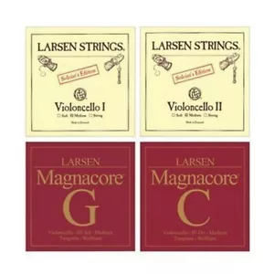 New Larsen Magnacore Cello Strings Set 4/4 medium gauge with Larsen Soloist A,D - Picture 1 of 1