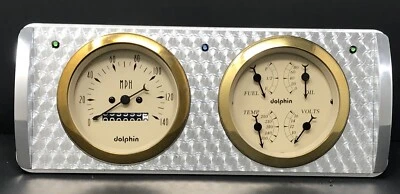 1940 Ford Car 2 Gauge Dash Panel Quad Style Engine Turned Insert Set Gold Foto 1 de 4