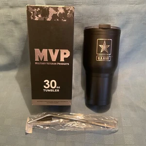 U.S. Army MVP 30oz Stainless Steel Black Tumbler Cup W/ Lid Straw New - READ - Picture 1 of 17