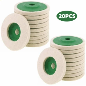 20Pcs 4" Wool Polishing Discs Finishing Wheel Buffing Pads for Grinder 100mm - Picture 1 of 10