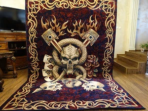 Alfombra de área de parche de motociclista Harley tapiz anillo Memento Mori de UNIQABLE - Imagen 1 de 12