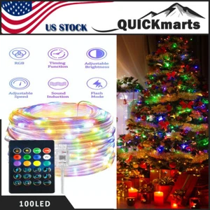 100LED Christmas Tree String Light Waterproof Outdoor RGB Color Xmas Party Decor - Picture 1 of 9
