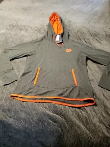 WOMAN'S FANATICS SIZE:L ACTIVE PULL OVER HOODIE GREY W/ORANGE TRIM PRINT **NWT** - Picture 1 of 7