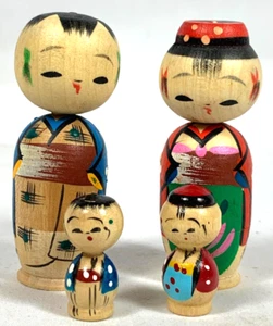 Verschachtelte Kokeshi Puppe Familie Paar Japanisch und Washi Papier bedeckt Box - Bild 1 von 4