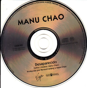 CD SINGLE MANU CHAO desaparecido SPANISH rare 1998 1-TRACK mano negra - Imagen 1 de 1