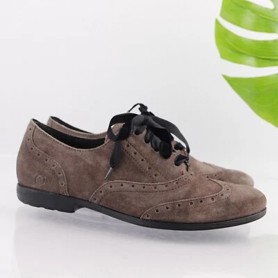 Zapato con cordones romántico born para mujer Kika Oxford talla 10 marrón gamuza punta de ala Foto 1 de 4