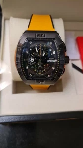 Orologio Cronografo Expedition E6800 Stile Tourbillon Quarzo FKM Gomma Giallo - Foto 1 di 5