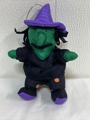  Plush Nylon Puffalump Type 6" Small Ornament  Halloween  cape black green face - Image 1 of 4