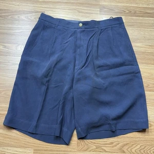 Nautica Shorts Herren 34 blau Seide Wolle Plissee klassische Passform elegant Vintage-Stil - Bild 1 von 11