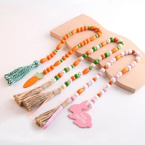 Tassel Easter Wood Pendant Easter Hanging Decor Happy Easter Decor - Picture 1 of 12