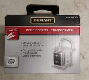 Transformador de timbre con cable Defiant 16VAC/30VA, compatible con la mayoría de los timbres de video - Imagen 1 de 7