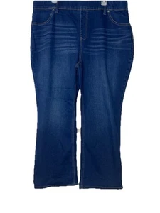 Terra & Sky Elastic Waist Pull On Jeans Sz 2X(20W-22W) Dark Wash High Rise - Bild 1 von 8