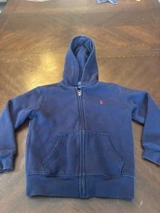 Polo Ralph Lauren Hoodie Blue Sweatshirt Full Zip Boys Size 6 Good Condition - Picture 1 of 5