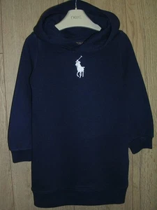 Ralph Lauren Girls Navy Blue Long Sleeve Hooded Jersey Jumper Dress Age 3 98cm - Picture 1 of 4