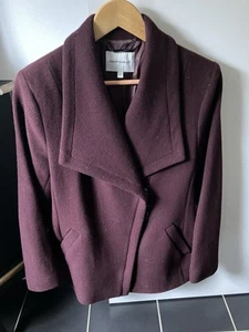 Sportscraft Burgundy Zip Up Peacoat Size 14 Perfect Condition - Picture 1 of 4