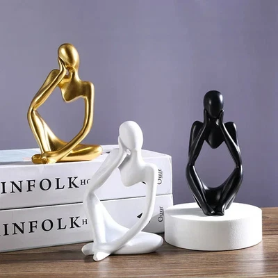 Abstrakte Figur „The Thinker“ – Deko-Skulptur im Nordic-Style (schwarz, weiß ode - Bild 1 von 4