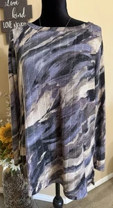 Susan Graver Metallic Strick Knopfdetail Tunika-Lavendel Haze-Medium A623473 - Bild 1 von 1