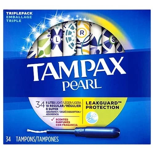 Tampax Pearl Tampons Light/Regular/Super Absorbency with LeakGuard Braid Triple - Immagine 1 di 4