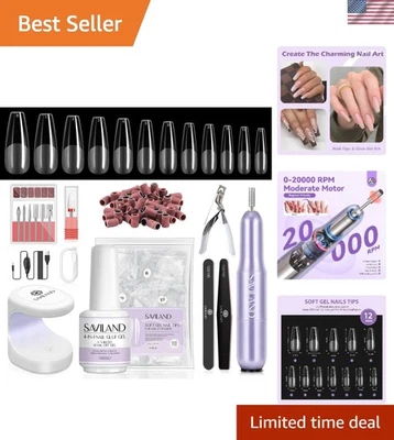 Complete Nail Art Kit: 0.5Oz UV Gel, 500 Long Tips & Electric Nail Drill - Image 1 of 4