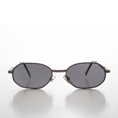 90s Geometric Oval Metal Sunglasses Gunmetal / Black - Molloy - Image 1 of 3