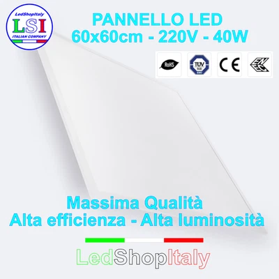 PANNELLO LED LUMINOSO QUADRATO 60X60CM PLAFONIERA INCASSO ALTA  RESA E QUALITA - Immagine 1 di 4