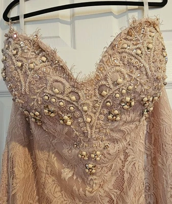 size 16 Rose Gold Beaded Gown By McDuggal - Image 1 of 4