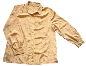 Vintage 80s Shirt Pale Yellow Pin Spot Print Retro Boho Indie 12 - Picture 1 of 2