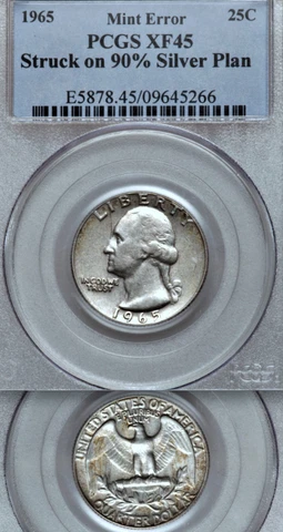 1965 PCGS XF Silver Transitional █ Breen-4416 "Ex. Rare"  Washington Quarter 25C Cover