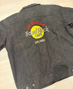 Vintage Hard Rock Cafe Orlando Florida , Size XL black jean jacket - Ships Fast - Picture 1 of 7