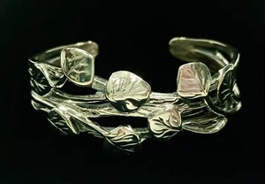 M. Kline Handmade Aspen Branch Cuff .925 Sterling Silver Leaf Bracelet (I-19493) - Picture 1 of 8