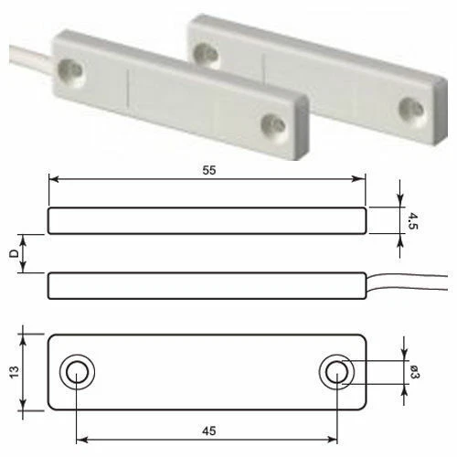 Eaton Csa sensore contatto piatto bianco per serramenti pvc mt. 3 cavo - 401-TF-