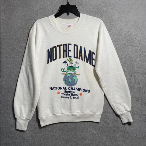 Vtg 1989 Notre Dame Fiesta Bowl Sweatshirt Adult Small Long Sleeve Crew Neck Cover