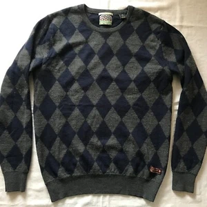 SCOTCH & SODA MEN'S PULLOVER GRAY CHECK LAMBSWOOL SWEATER LARGE - Picture 1 of 9