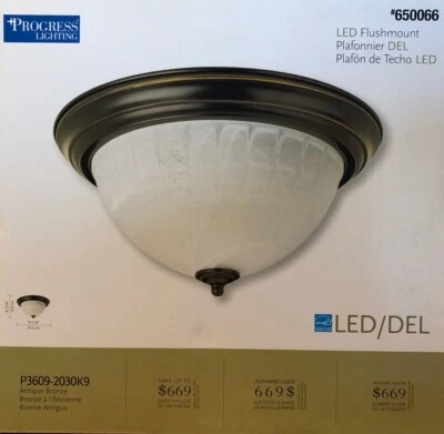 Progress Lighting 13" Antique Bronze Transitional LED Flush Mount Light - Image 1 of 2