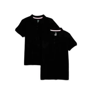 Pack of 2 Wonder Nation School Uniform Polo Shirt Girl Size M Black Short Sleeve - Picture 1 of 3