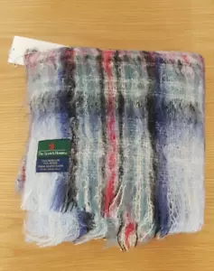 Lochcarron of Scotland Princess Diana Memorial Tartan Scarf Mohair Blue Red - Picture 1 of 5