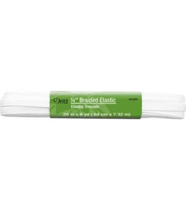 Dritz Braided Elastic, 1/4-Inch x 8-Yards, White - Picture 1 of 3