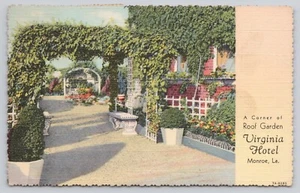 Monroe LA Louisiana Virginia Hotel Ecke Dachgarten 1937 PM 1944 Postkarte - Bild 1 von 2