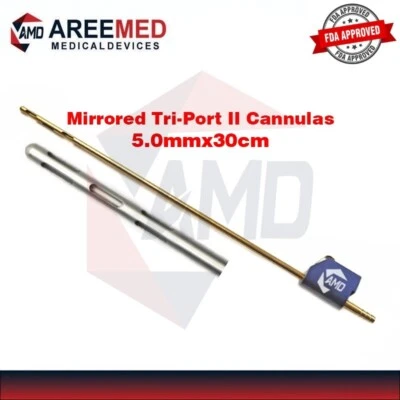 Mirrored Tri-Port II Cannulas, 5.0mm, 30cm, Microaire Fitting - Image 1 of 4