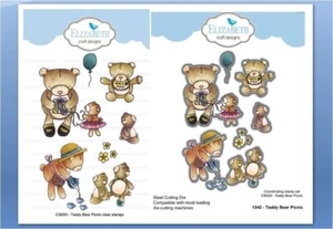 NEU ~ Elizabeth Craft Designs Stempel und Stanzformen Set ~ TEDDYBÄR PICKNICK - Bild 1 von 3