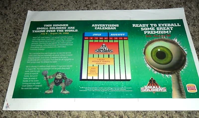 🪖 1998 PÓSTER PUBLICITARIO DE SOLDADOS PEQUEÑOS PRUEBA BURGER KING COMIDA RÁPIDA JUGUETES BOLA DE OJO 17X11" Foto 1 de 2