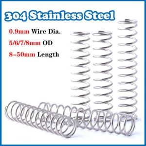 Compression Spring 0.9mm Wire Dia 5/6/7/8mm Dia 8-50mm Length A2 Stainless Steel - Picture 1 of 15