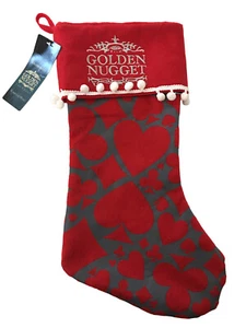 Medias de Navidad bordadas de fieltro casino Golden Nugget Las Vegas 16" de punta a punta - Imagen 1 de 6