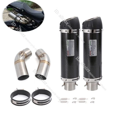 For Ducati Monster 696 795 796 1100 Exhaust Mid Link Pipe Carbon Muffler Tip - Image 1 of 4