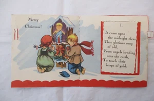 Tarjeta de Navidad vintage A Jolly Season de hijo a madre niños rezando 1949 - Imagen 1 de 9