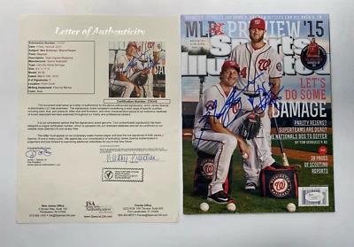 MAX SCHERZER BRYCE HARPER Autographed Signed Sports Illustrated MLB Baseball COA - Image 1 of 3