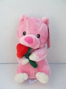 Animal Adventure Sweet Sprouts Pink Hamster Holding Rose 8" V-day Stuffed Plush - Picture 1 of 7
