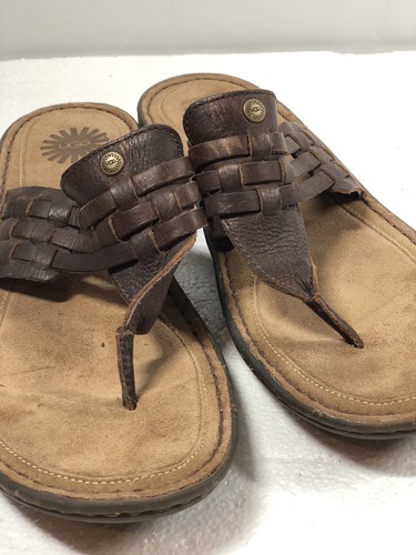 Sandali infradito UGG donna taglia 10 Australia Jenaya 1007561 pelle marrone